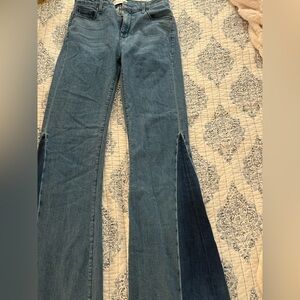 PARKER SMITH Classic Blue Two-tone Flare Jeans